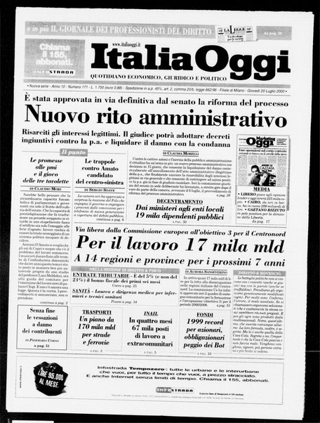 Italia oggi : quotidiano di economia finanza e politica